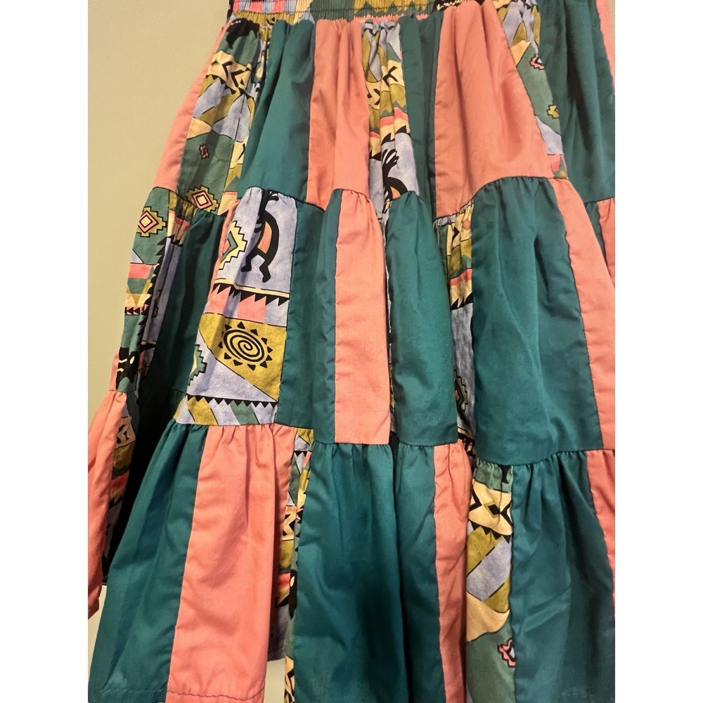 Square Up Dancing Skirt Women's Size Small Teal/Orange‎ Aztec